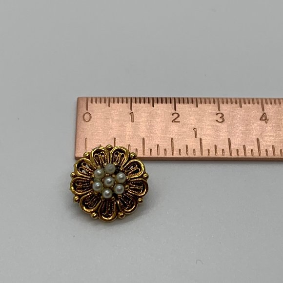 Tacoa Vintage Gold Plated Dainty Pearl Brooch/Pin - Picture 8 of 8